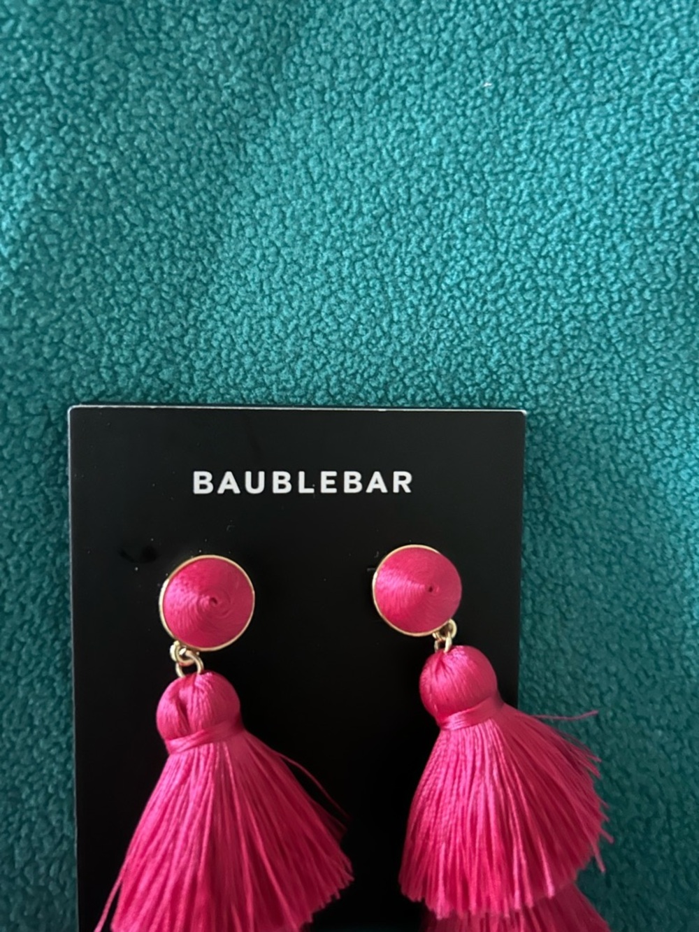 BaubleBar Fuchsia Tiered Tassel Drop Earrings - Picture 4 of 5